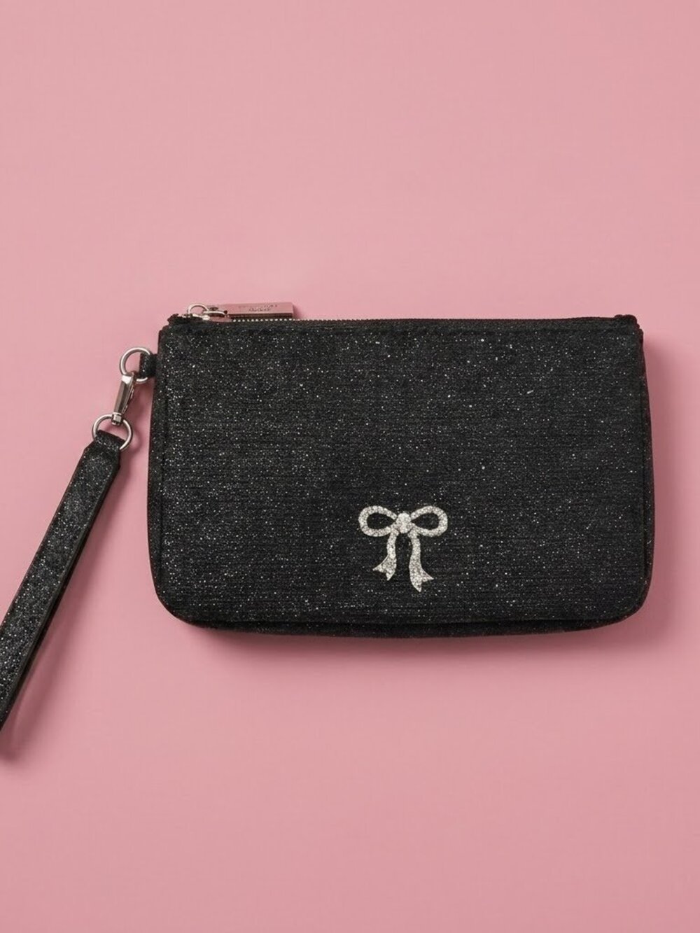 [FREE - $200+] NWT Victoria’s Secret Black Glitter Rhinestone Bow Wristlet